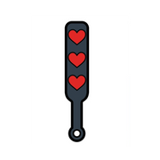 Black and red heart paddle lapel pin.