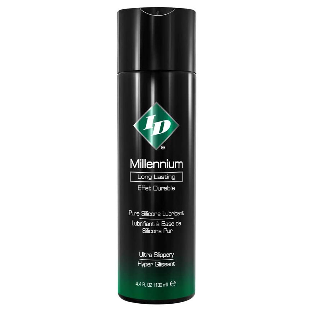 ID Millennium Long Lasting Silicone Lubricant in a black bottle.