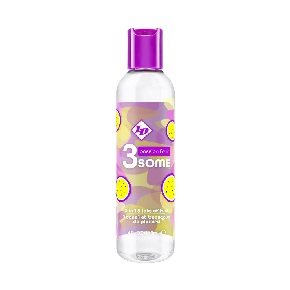 A bottle of ID Lubricants Passion Fruit Warming Lube and Massage Oil.