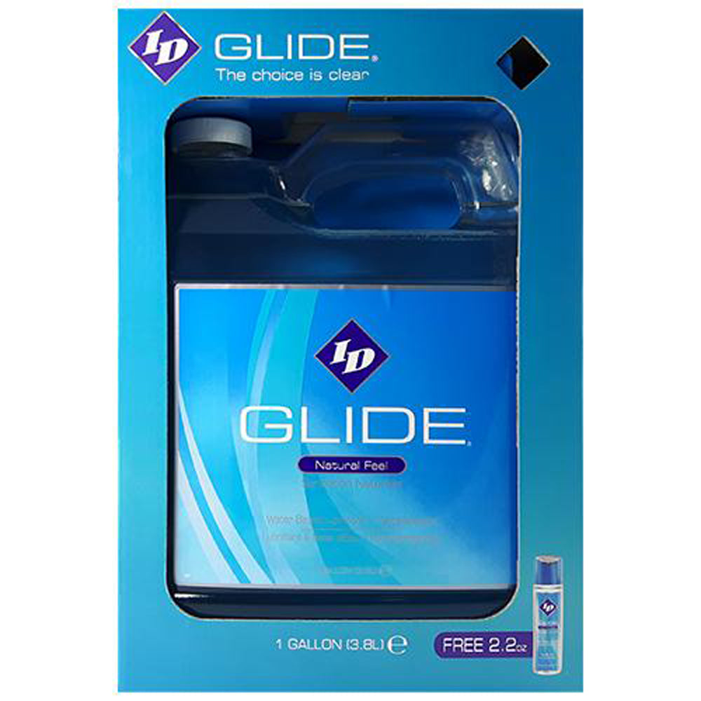 ID Glide water-based personal lubricant in a 1 gallon container.