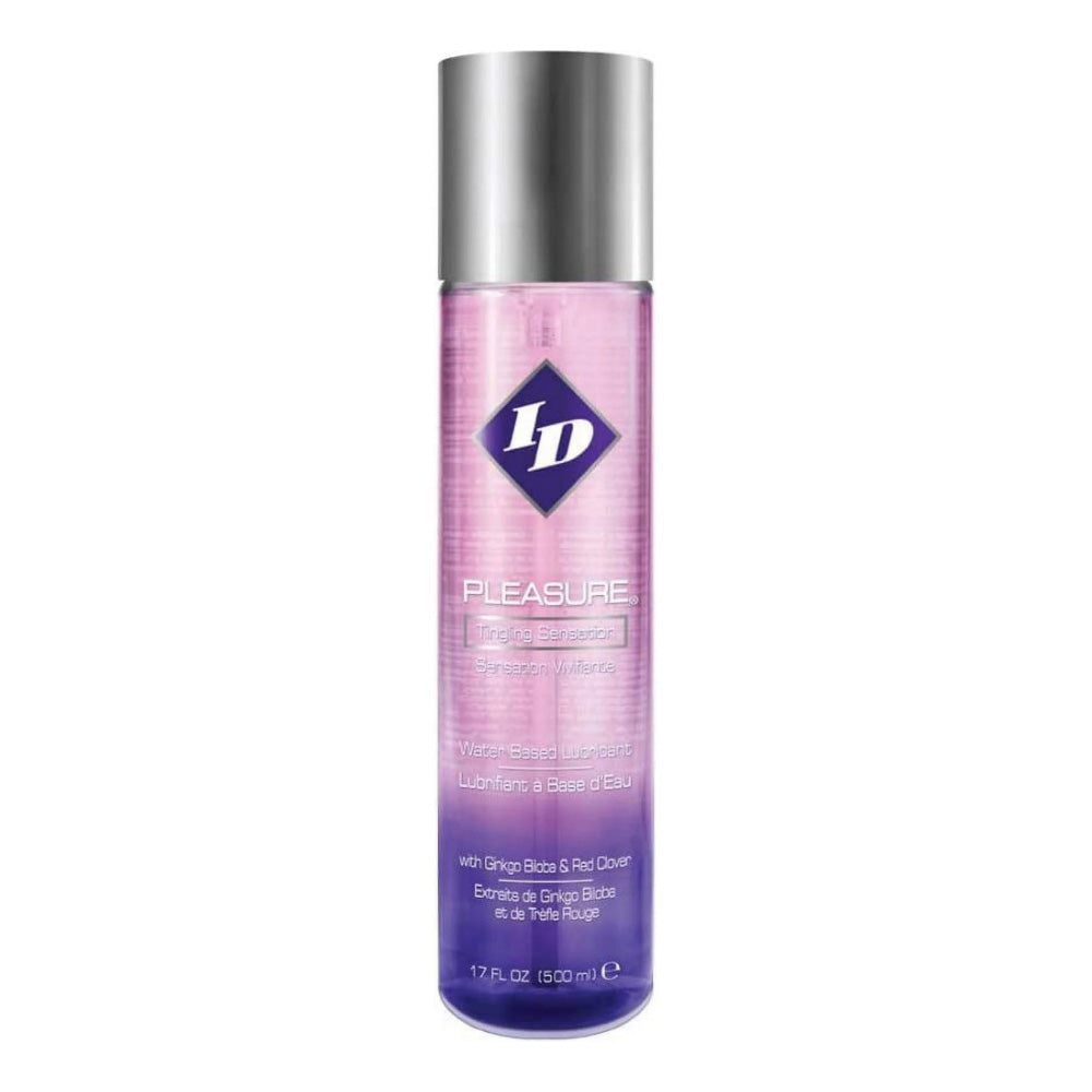 ID Pleasure Tingling Water-Based Lubricant in a 17 oz bottle.