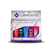 Assorted 5-pack of ID Lubricants water and silicone-based personal lubricants.