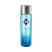 ID Glide water-based personal lubricant in a blue bottle with a silver cap.