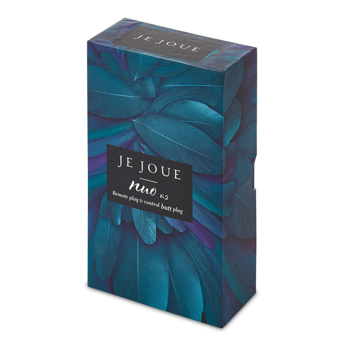 Je Joue Nuo v2.0 app-controlled vibrating butt plug with feather design.