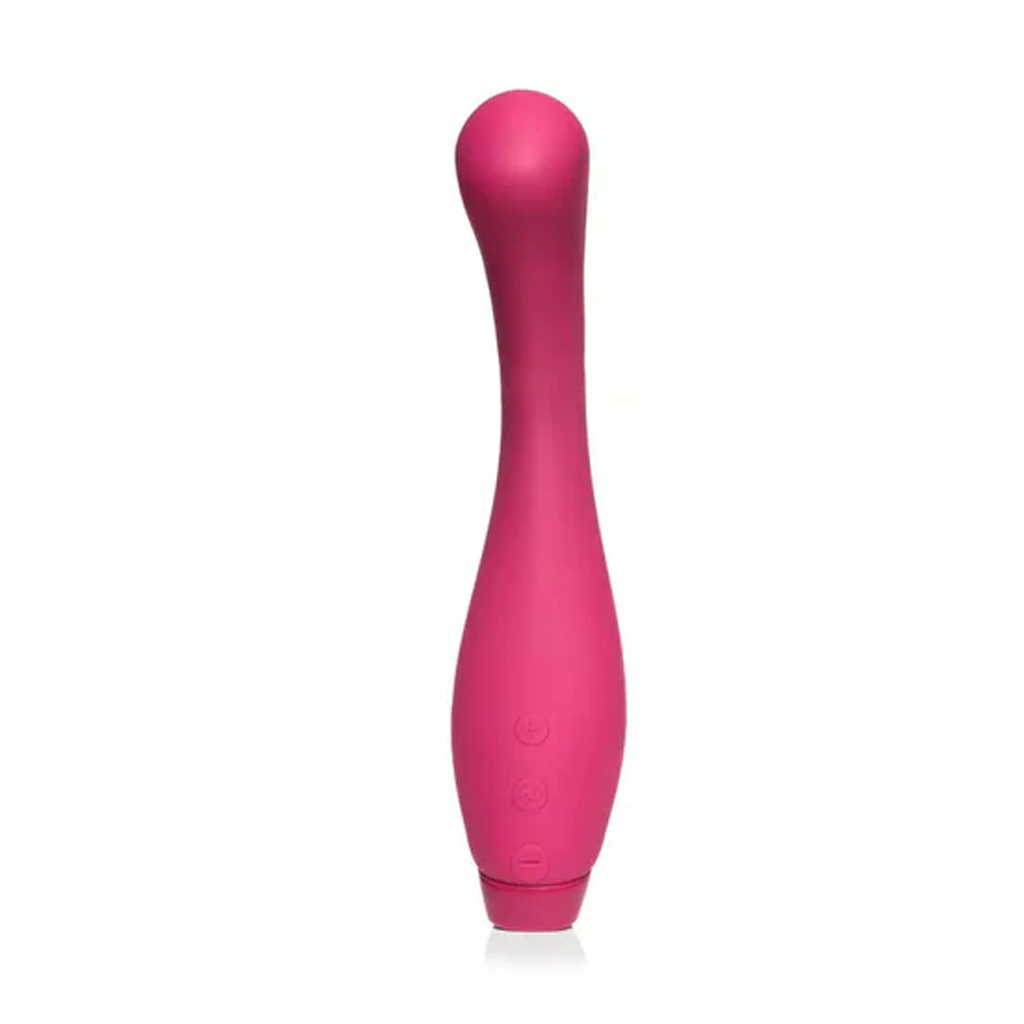 Fuchsia Juno G-spot and clitoral vibrator with three buttons.