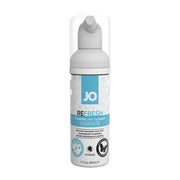 JO Refresh foaming toy cleaner in a white bottle with a blue label.