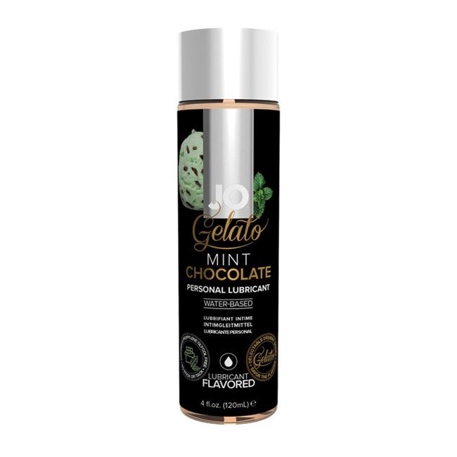 JO Gelato Mint Chocolate flavored water-based personal lubricant in a 4oz bottle.