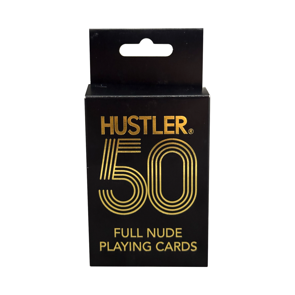 Black box of Hustler 50th Anniversary Nude Playing Cards.