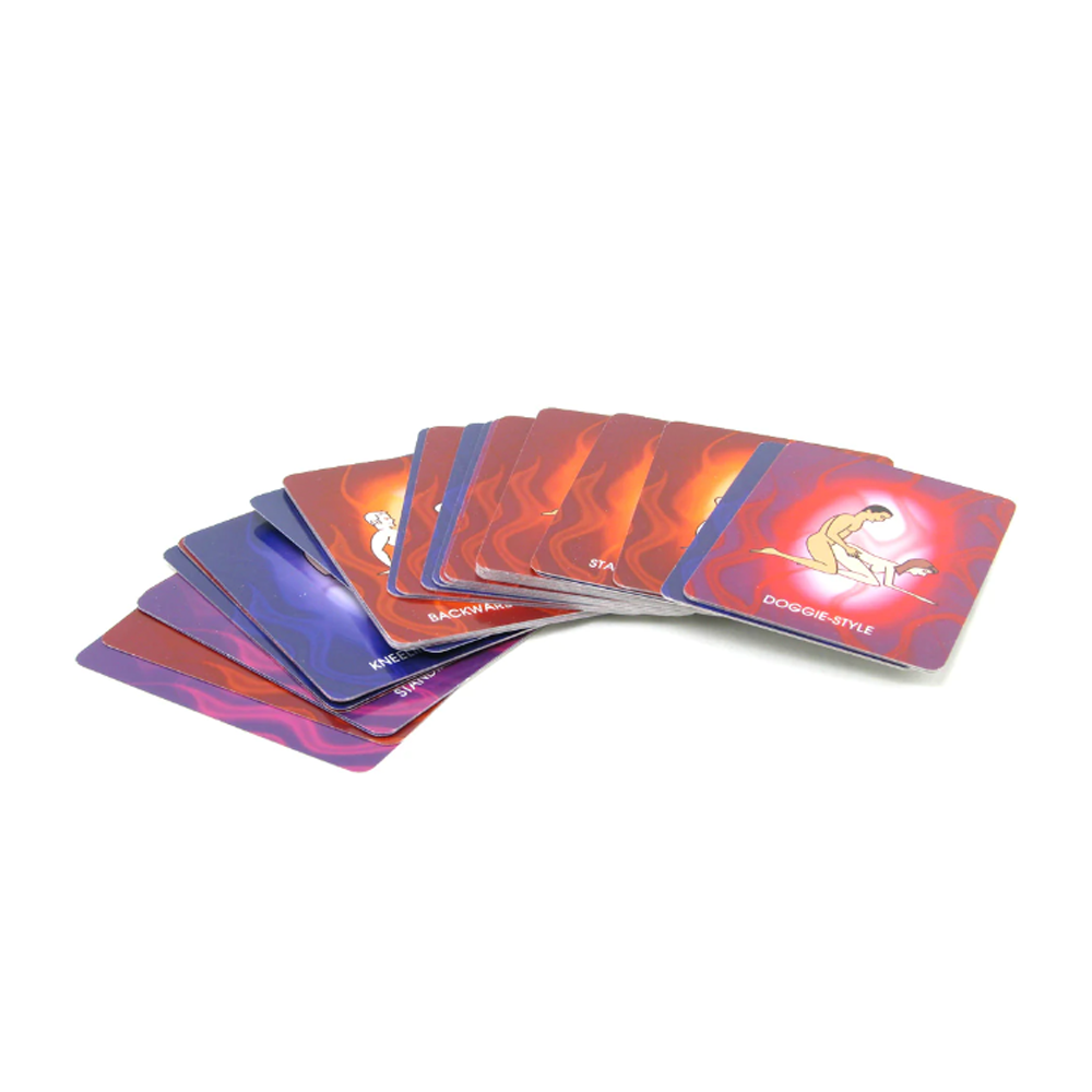 A deck of adult card game positions, fanned out.