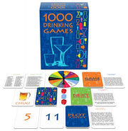 1000 Drinking Games set with cards, dice, and spinner.
