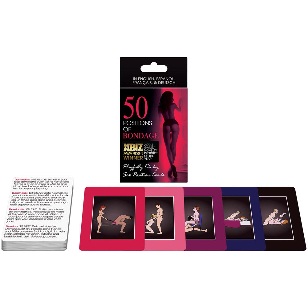 50 Positions of Bondage card game with illustrated cards.