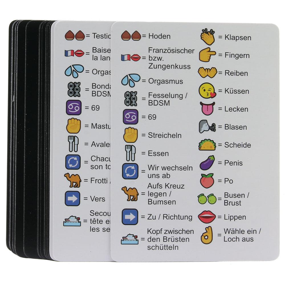 Adult card game with emojis representing romantic and sexual acts.