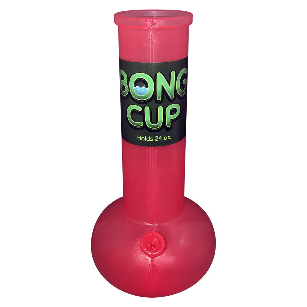 Red novelty Bong Cup tumbler that holds 20 oz.
