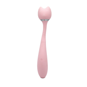 Pink cat-shaped wand vibrator with a power button.