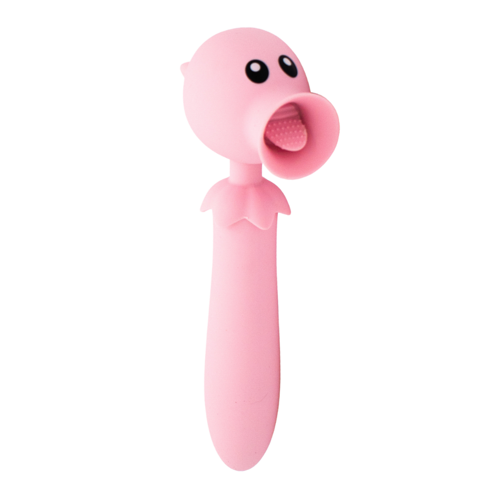 Pink dual motor G-spot and clitoral tongue flicker toy.