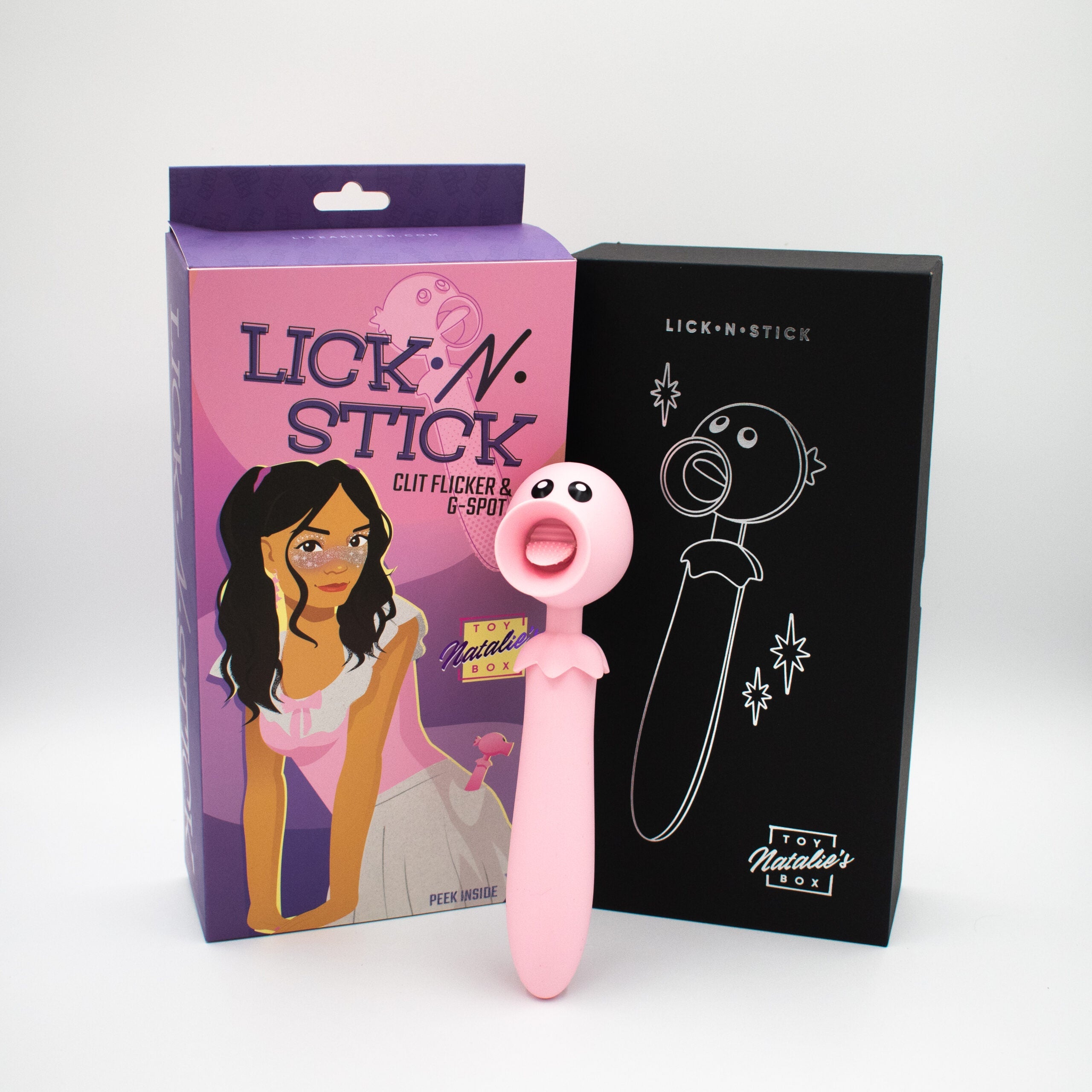 Pink dual motor G-spot and clitoral tongue flicker toy with packaging.
