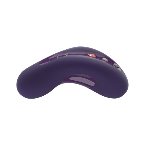 Curved purple vibrating massager with buttons.
