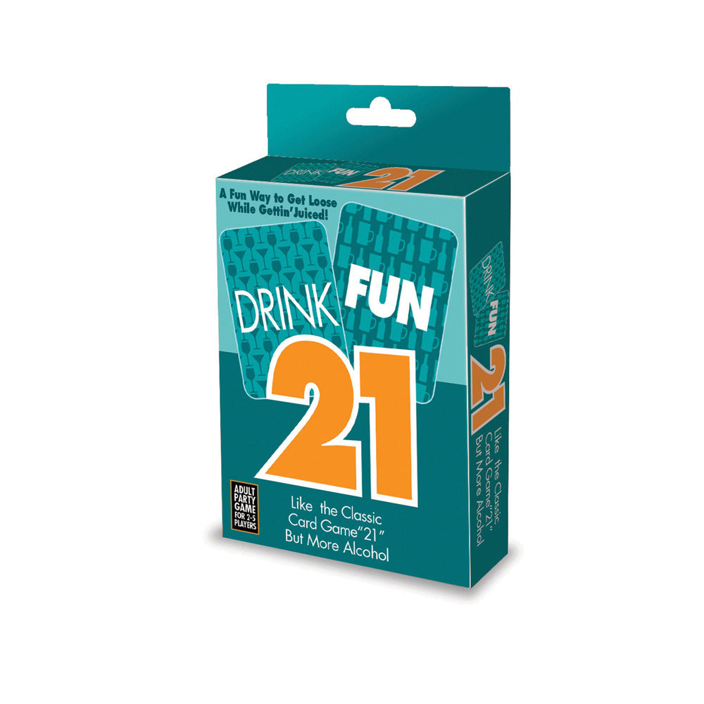 Drink Fun 21 adult drinking card game box with "Drink Fun 21" text.
