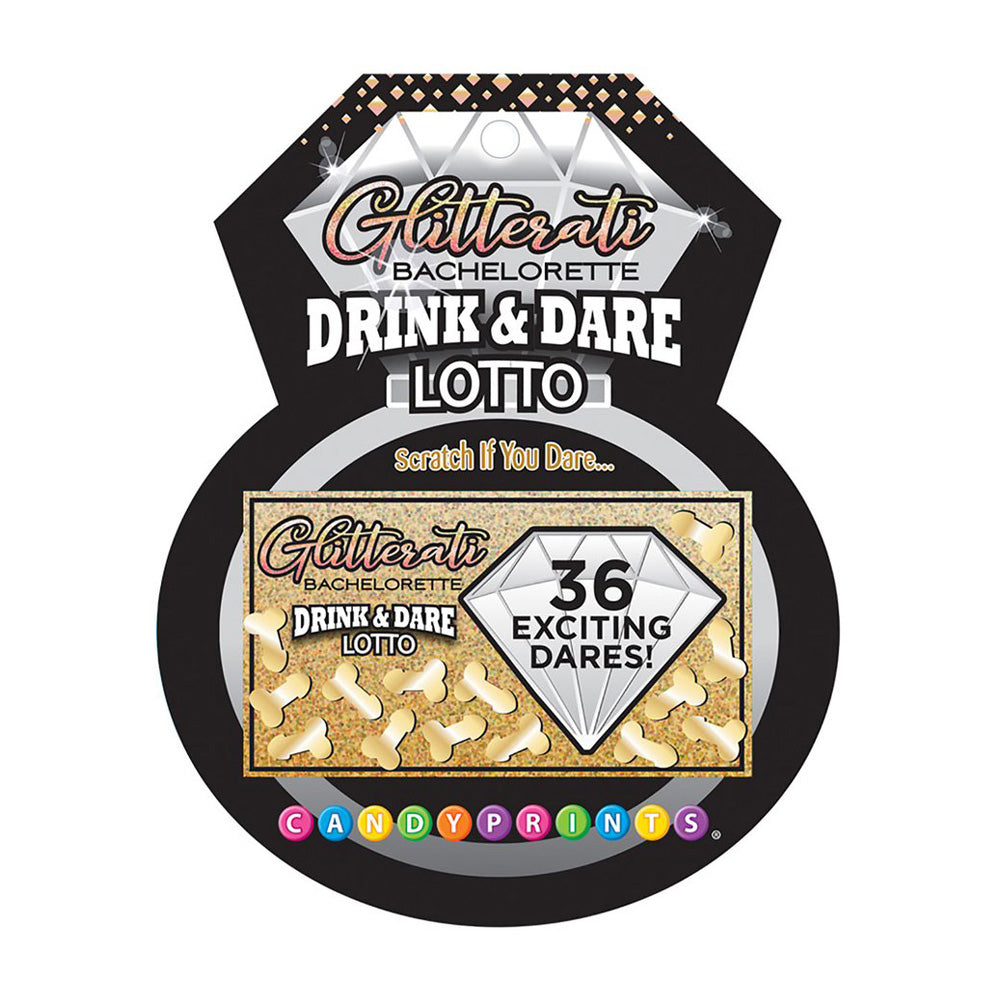 Drink & Dare Lotto party game with 36 scratch-off tickets featuring dares.