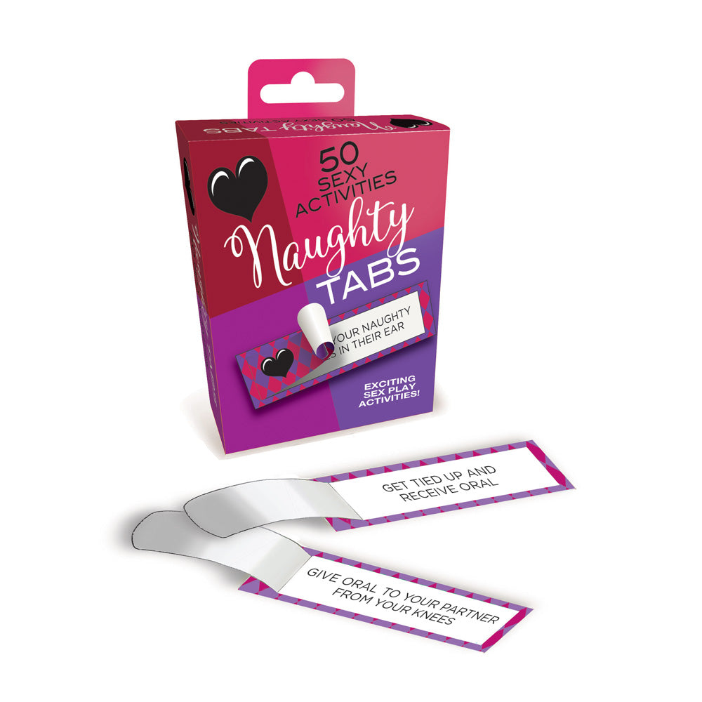 A box of Naughty Tabs couples game with 50 sexy challenges.