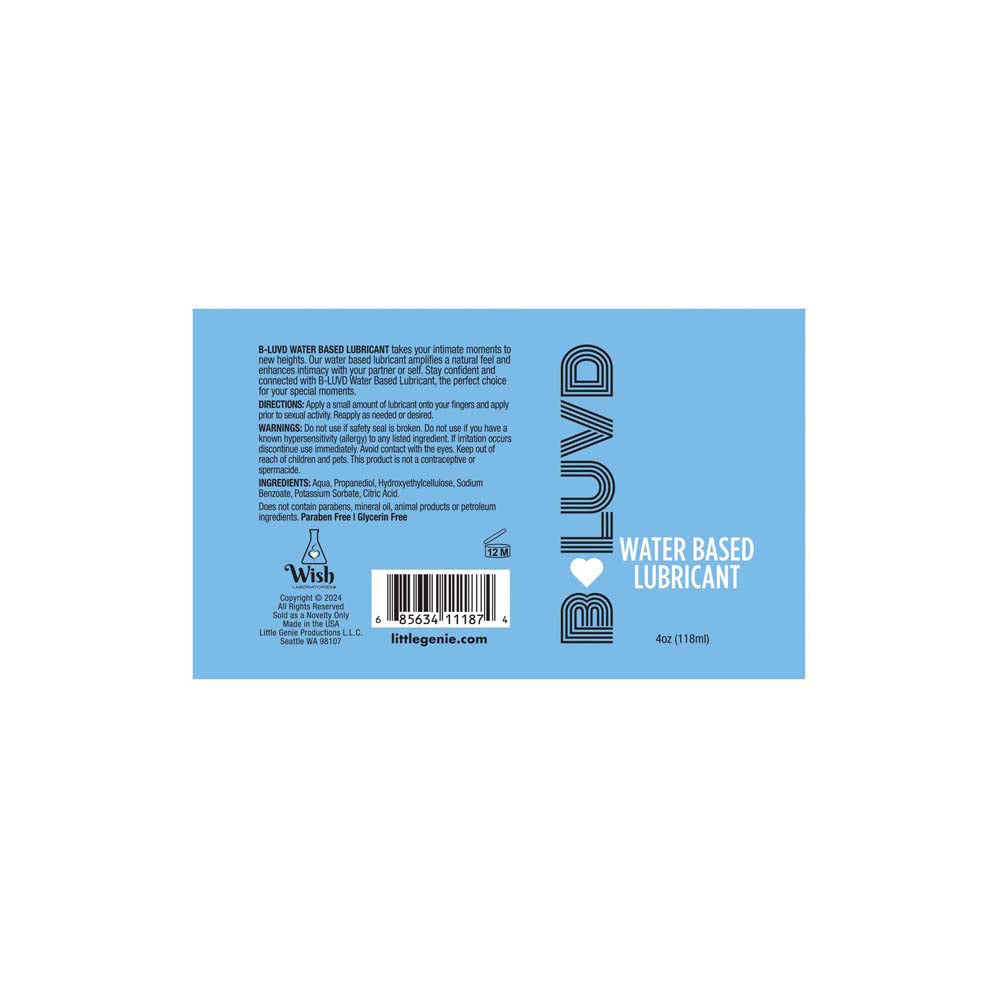 B-Luvd water-based lubricant in a 4oz bottle.