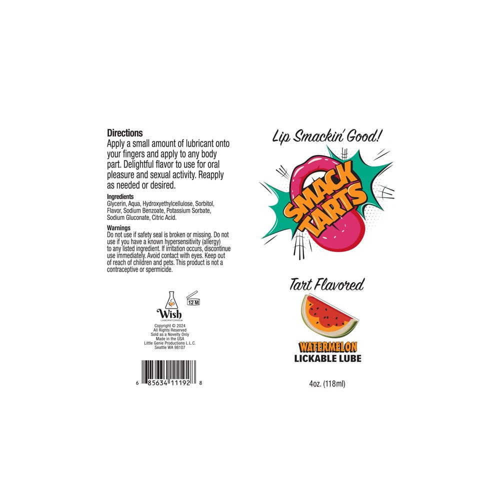 Sour Watermelon Lickable Lube with watermelon slice graphic.