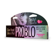 Strawberry flavored arousal gel in a 1 oz bottle.
