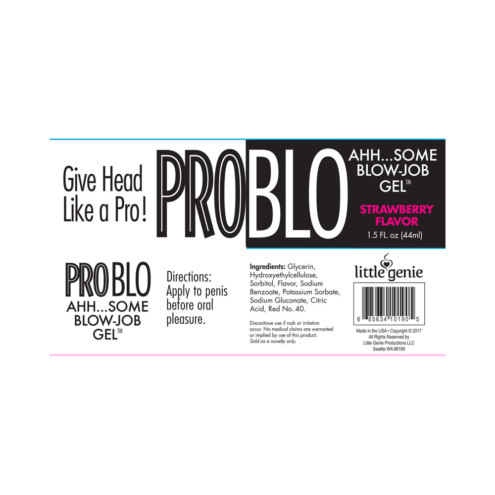 Strawberry flavored oral gel with directions and ingredients.