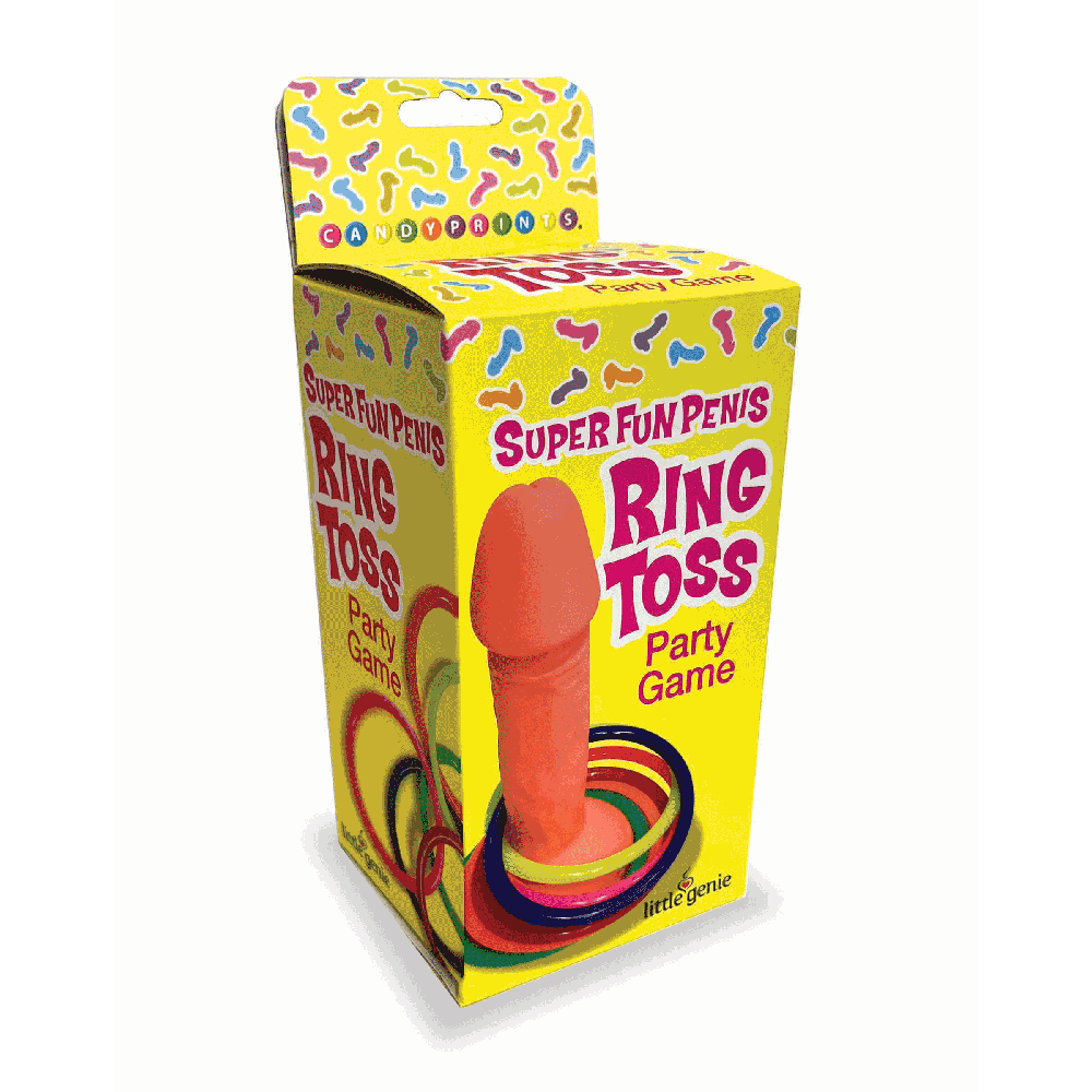 Penis Ring Toss party game with inflatable penis and 6 rings.