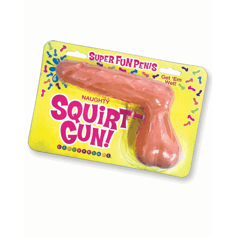 7-inch novelty penis-shaped squirt gun in pink packaging for bachelorette parties.