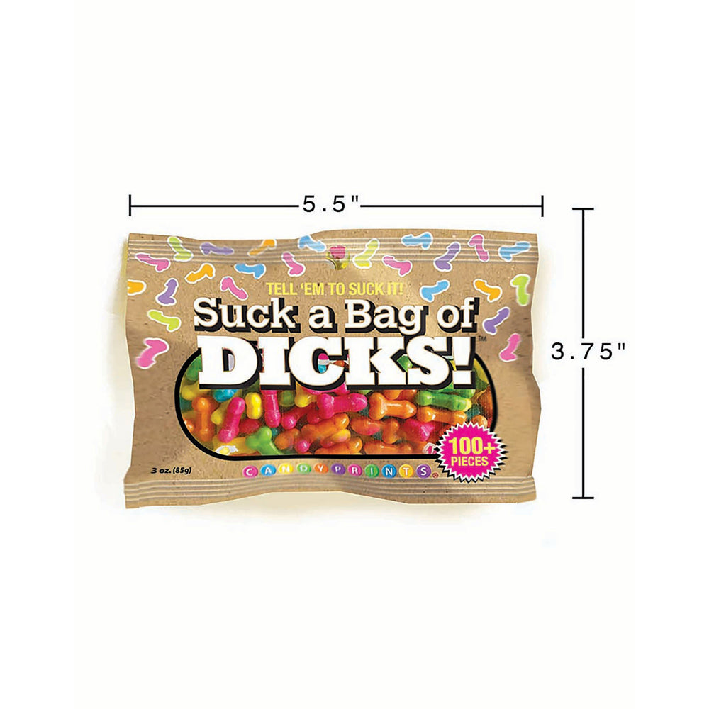Bag of assorted dick-shaped gummy candies.