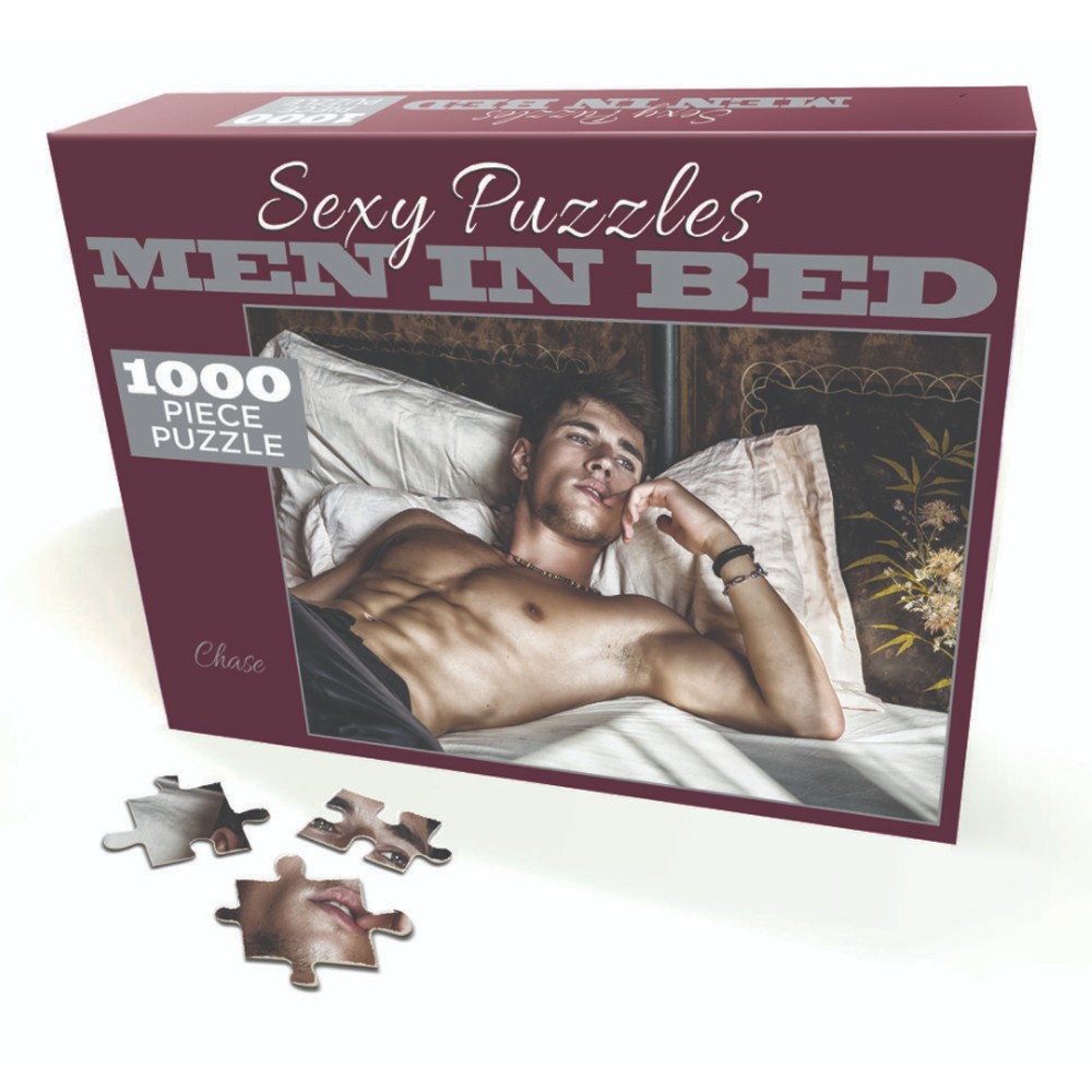 A 1000-piece jigsaw puzzle featuring a man in bed.