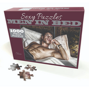 A 1000-piece jigsaw puzzle featuring a man in bed.