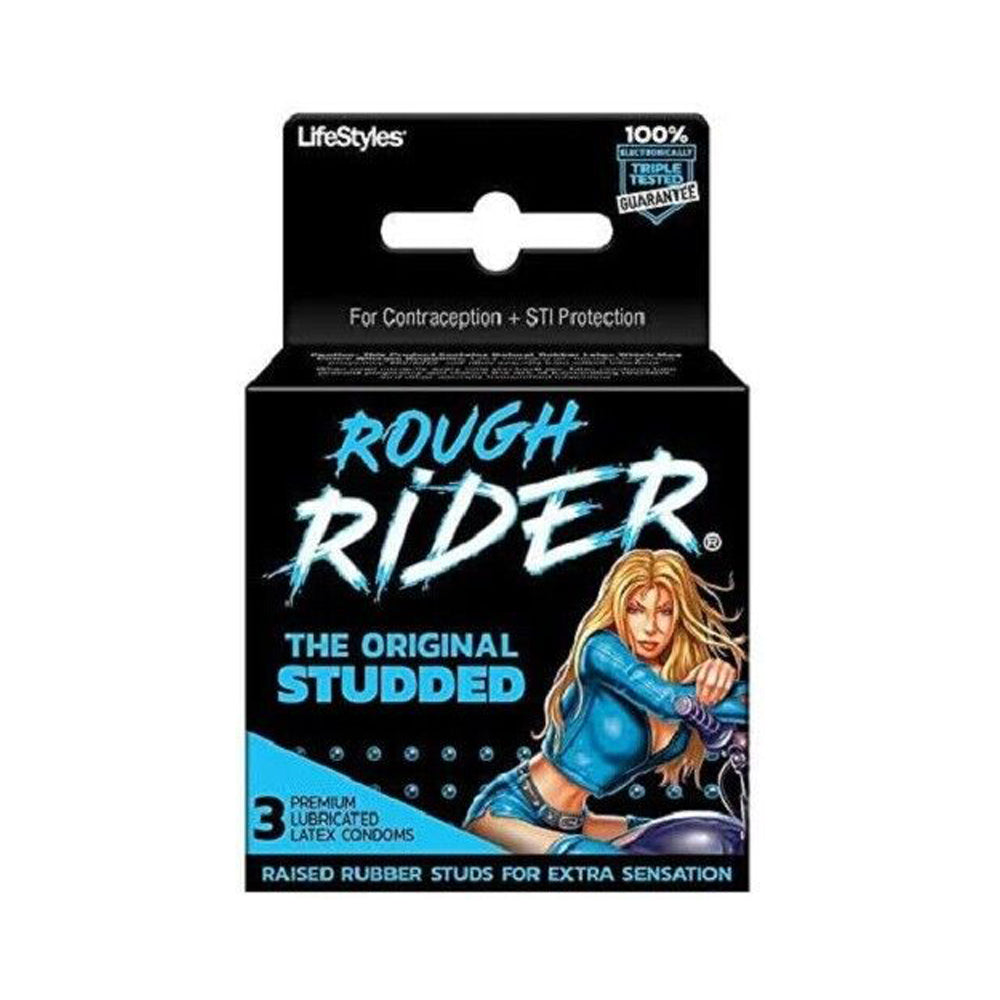 Lifestyles Rough Rider studded condoms, 3 pack.
