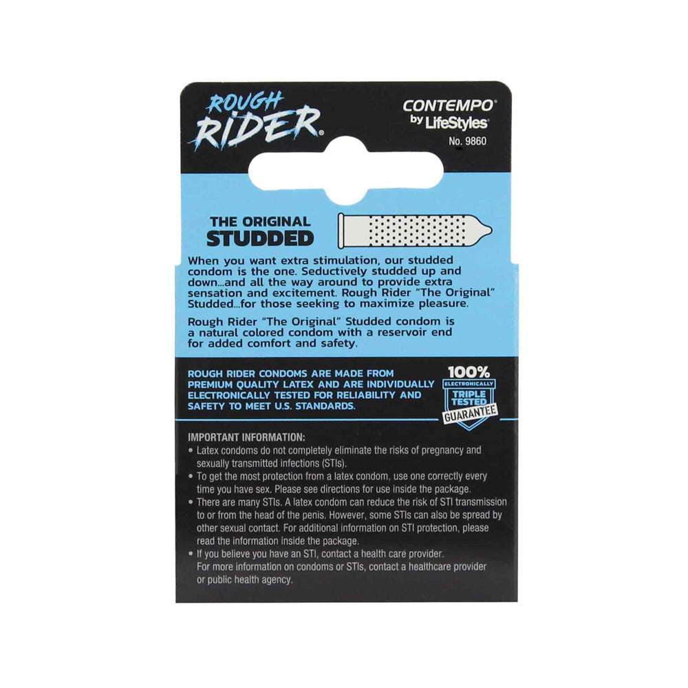 LifeStyles Rough Rider studded condoms with triple tested guarantee.