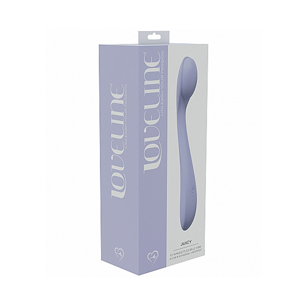 Lavender flexible 10-speed silicone G-spot vibrator in packaging.