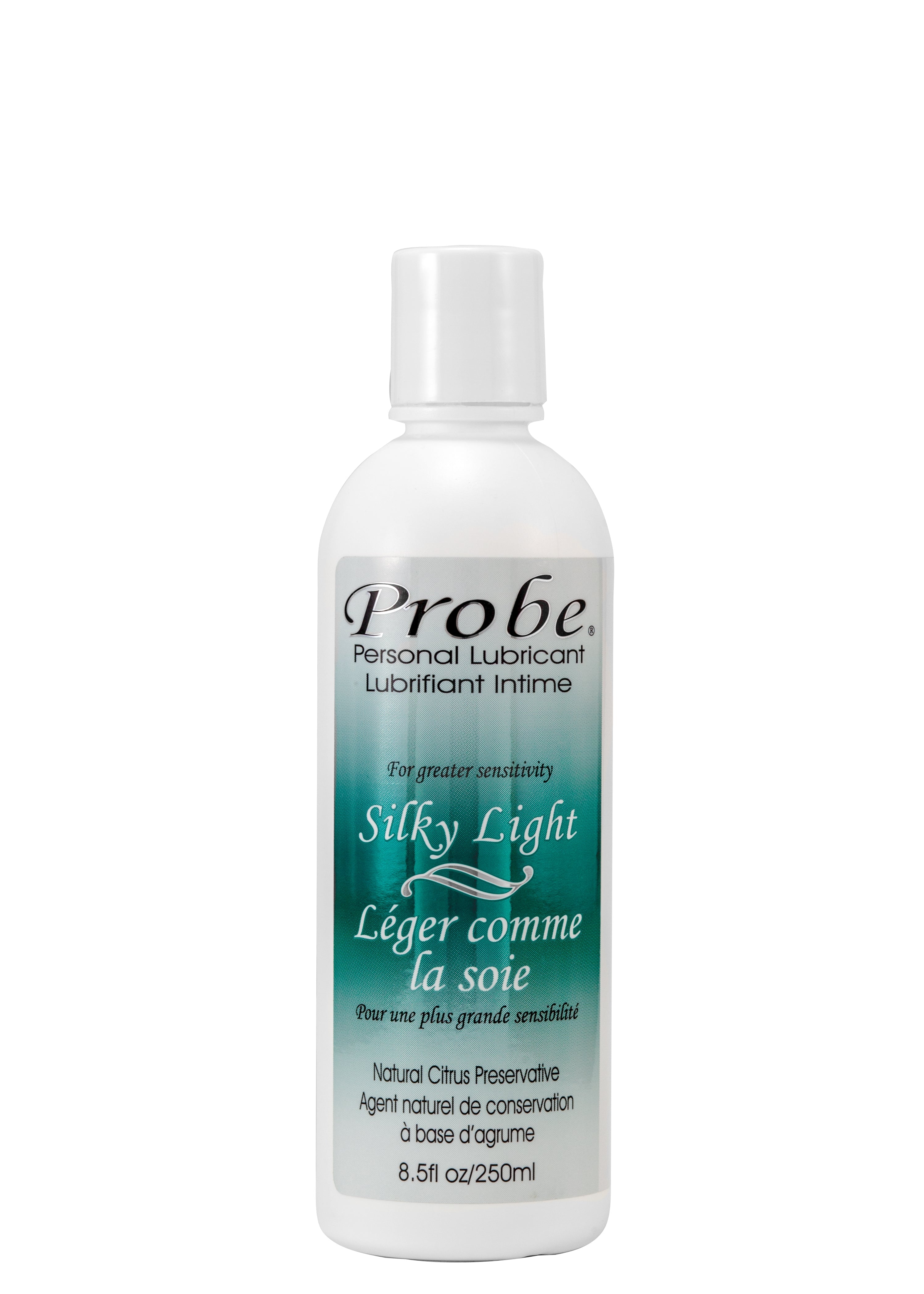 Probe Silky Light water-based personal lubricant in an 8.5oz bottle.