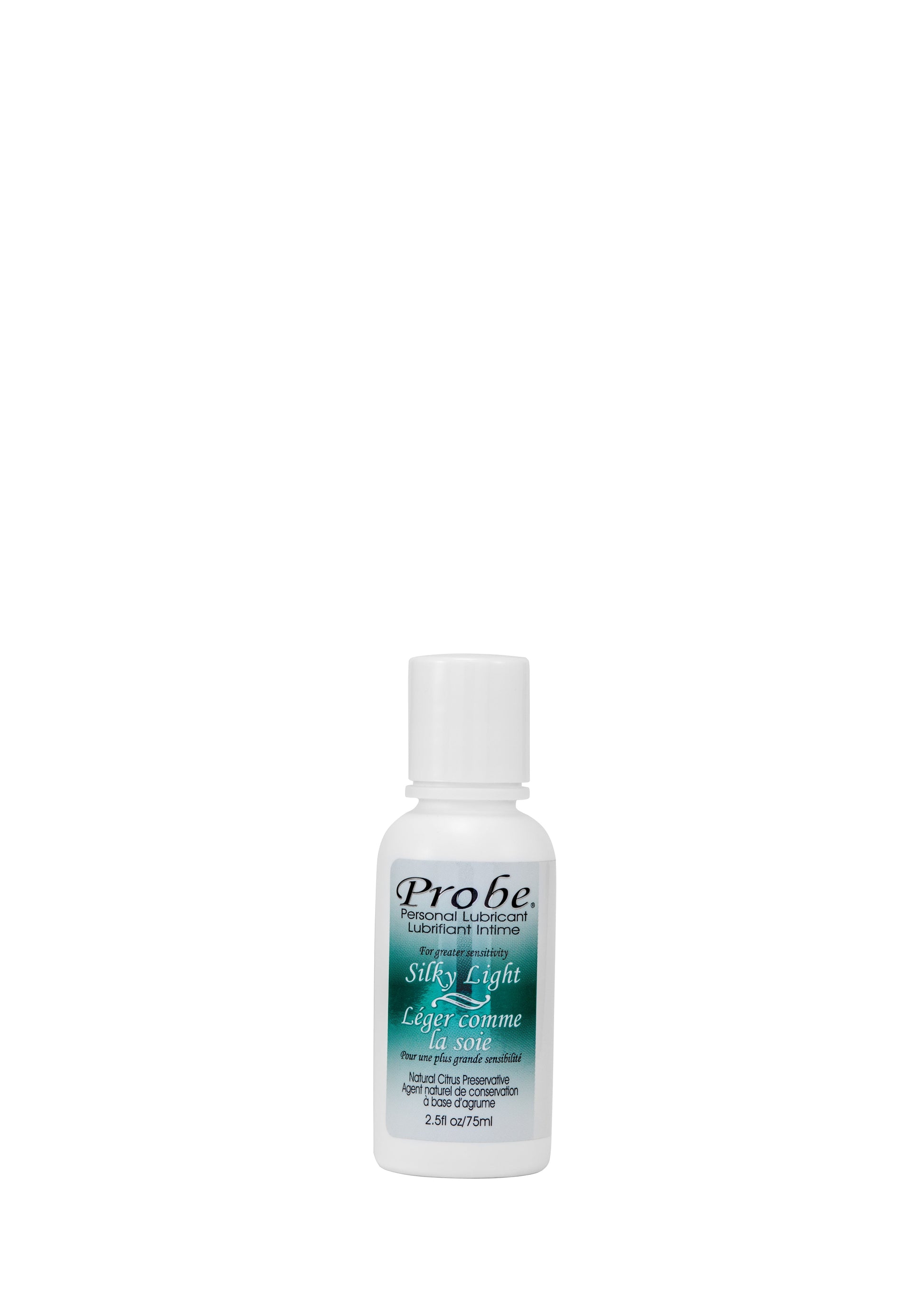 Probe Silky Light water-based personal lubricant in a white bottle.
