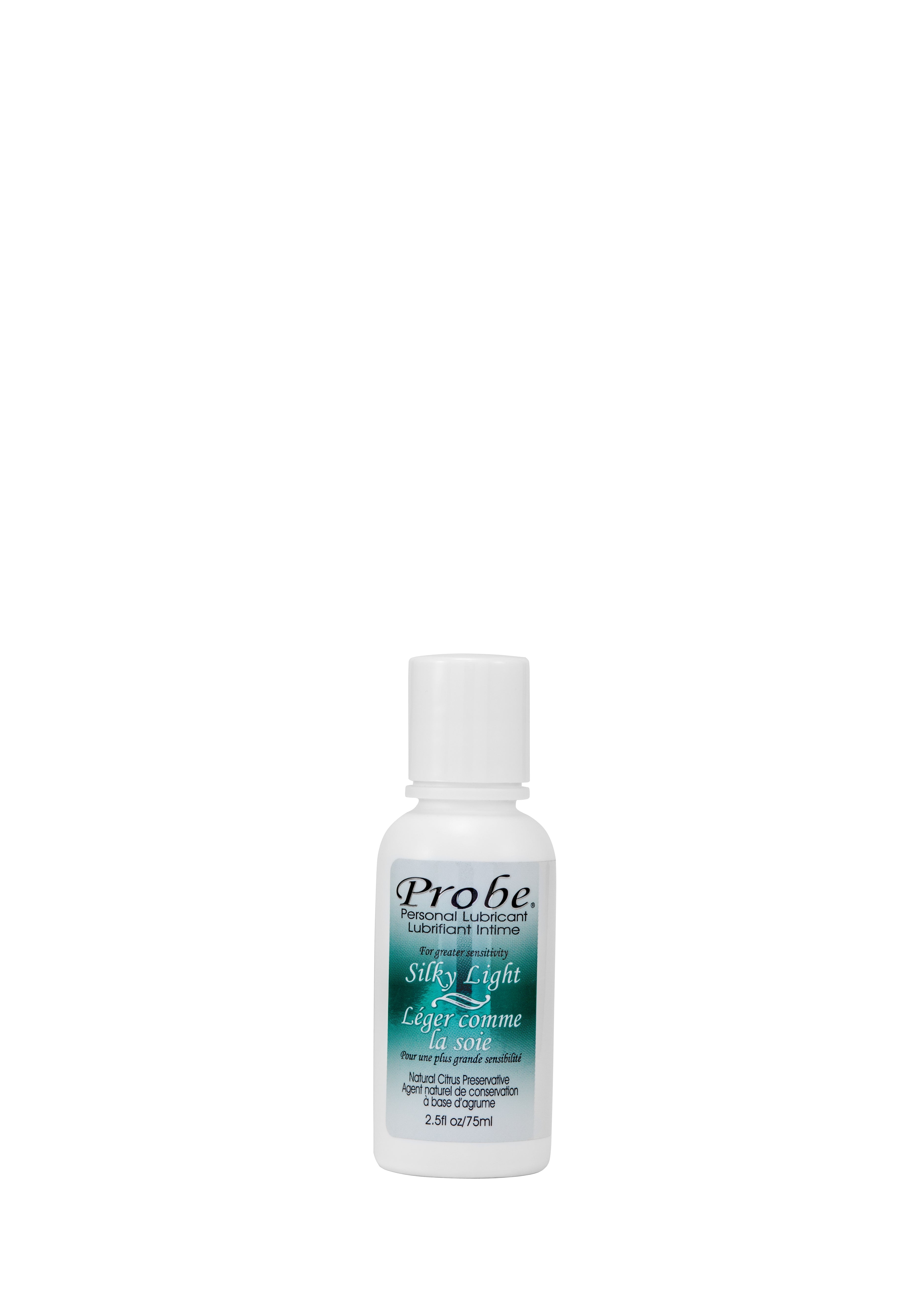 Probe Silky Light water-based personal lubricant in a white bottle.