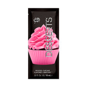 A single-serving packet of Wet Desserts Frosted Cupcake flavored lubricant.