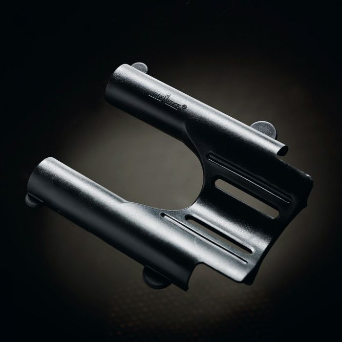 Black penis enlargement device with two cylindrical holders.