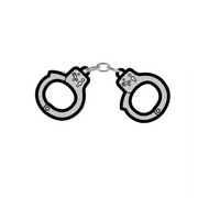 Handcuffs soft enamel lapel pin with a real chain.