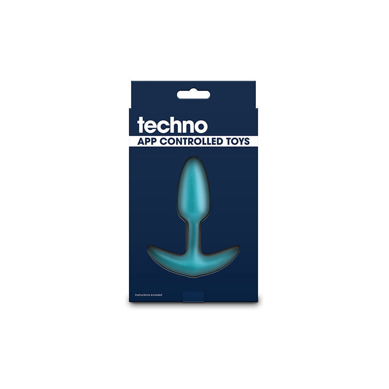 Blue Techno app-controlled vibrating silicone plug.