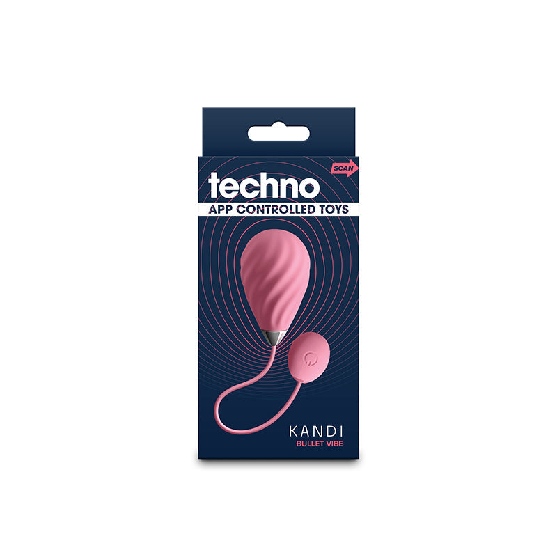 Pink Techno Kandi bullet vibe with app control on dark blue packaging.