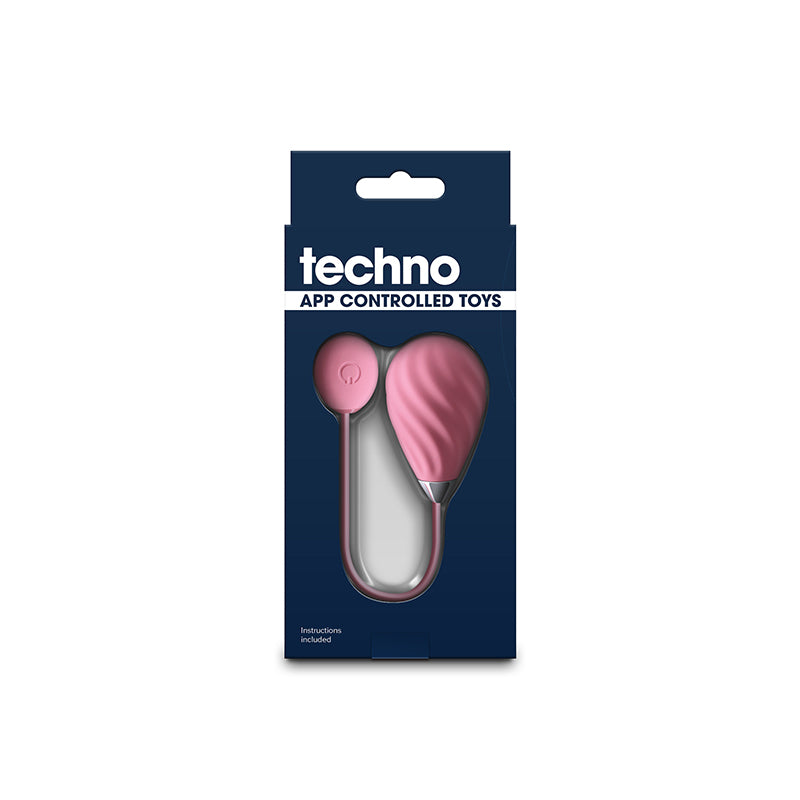 Pink app-controlled rechargeable silicone insertable vibe in packaging.