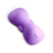 Purple app-controlled rechargeable grinding pad with ribbed texture.