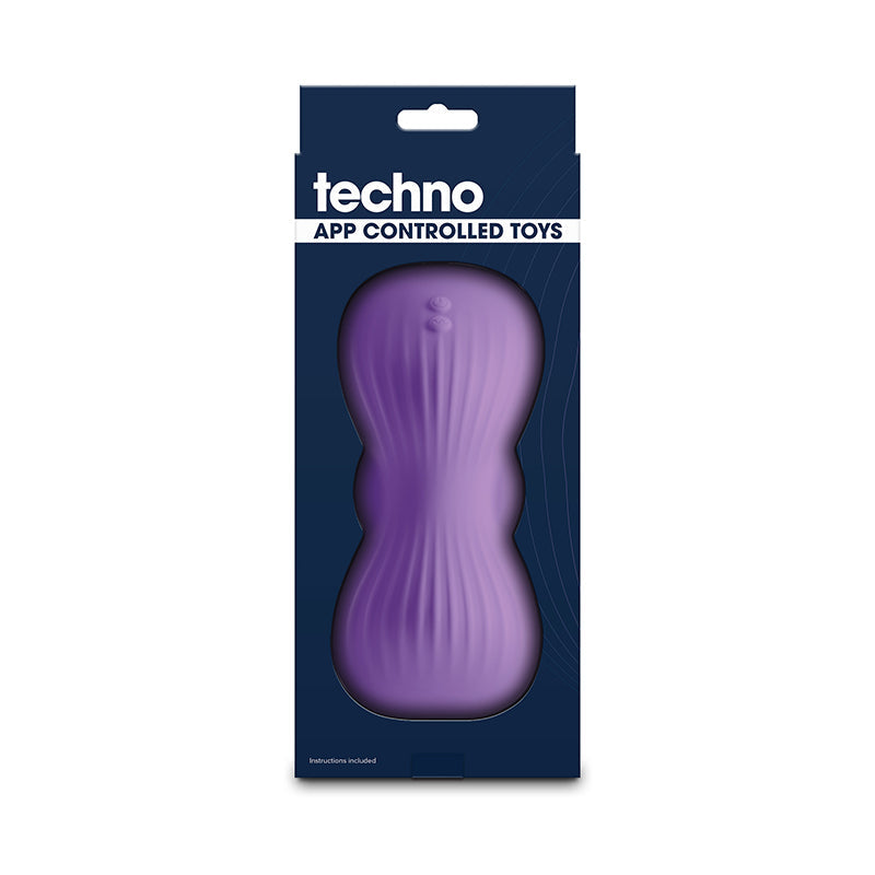 Purple app-controlled rechargeable grinding pad in its packaging.