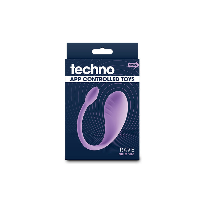 Lavender app-controlled silicone vibe on a dark blue box.