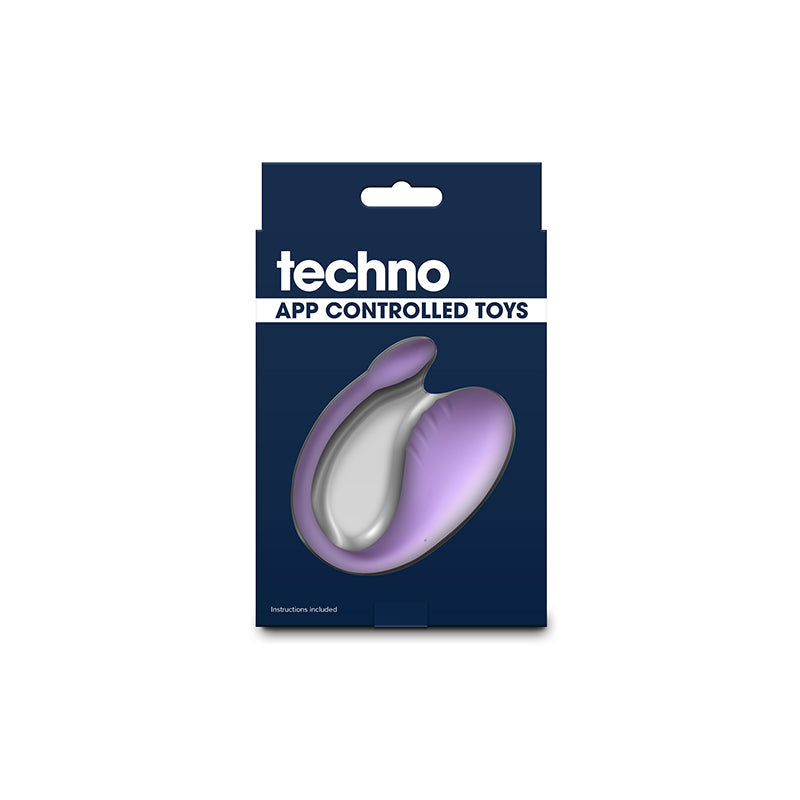 Lavender app-controlled rechargeable silicone vibe on a dark blue box.