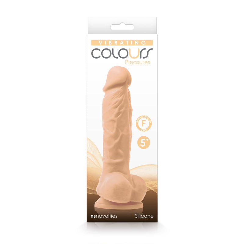 White 5-inch rechargeable silicone vibrating dildo from Colours Pleasures.